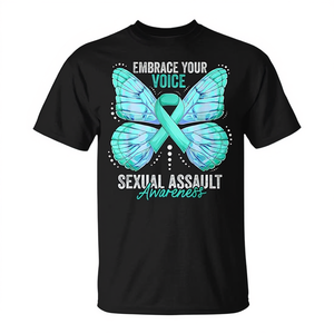 Camiseta con Lazo Azul Mariposa para el Mes de Concientización sobre el Abuso Sexual, Producto Promocional Premium - Product Image 2