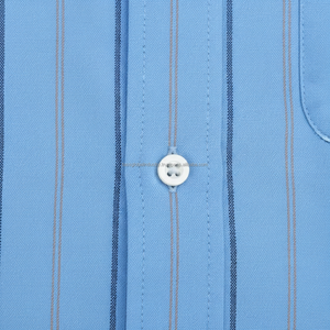 Camisas a Rayas de Alta Calidad para Hombre, Manga Larga, Casual, con Botones, de Algodón, Logotipo Personalizado, Transpirable, Rayas Verticales Azules - Product Image 6