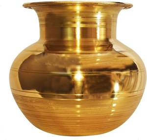 Lota en laiton massif de qualité supérieure, taille personnalisée, fait à la main, style traditionnel doré, pour la cuisine, pot à eau de style religieux - Product Image 3