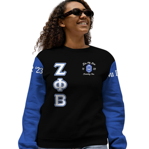 Sweat-shirt à col rond en polaire Zeta Phi Beta pour femmes, lettres grecques de la sororité 1920, pull bleu - Product Image 5