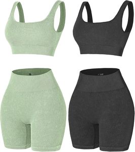 Ropa deportiva de talla grande para mujer, conjunto de Yoga sin costuras con logotipo frontal, ropa de gimnasio de secado rápido - Product Image 6
