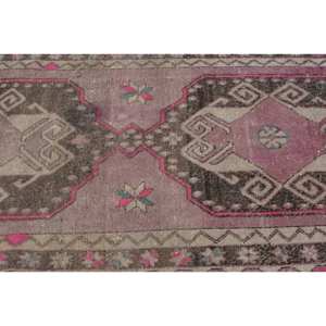 พรมปูพื้นขนาดใหญ่ลายเย็บปะสีชมพูสีน้ำตาลวินเทจขนาด3.7x12.7ฟุตยางหญ้าทะเลตุรกีสี่เหลี่ยมสำหรับห้องโถงห้องดีไซน์แบบแอบสแตรก - Product Image 5