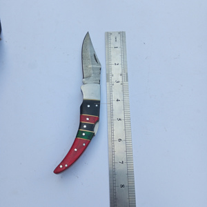 Cuchillo de acampada de acero de Damasco de alta calidad hecho a mano personalizado-cuchillo de bolsillo-cuchillo plegable con mango de madera de Clip - Product Image 4