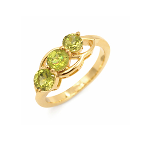 925 Sterling Silver Three <b>Stone</b> Peridot Ring Round Green Gemstones Modern Designer Jewelry - Product Image 1