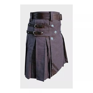 Kilt écossais classique de haute qualité en velours côtelé jaune et noir, 8 yards, motif royal Stewart uni pour hommes - Product Image 2