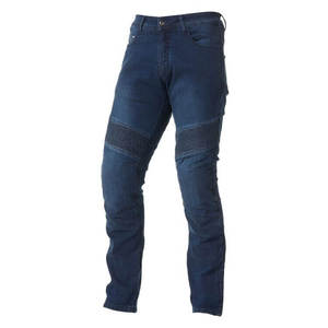 Pantalon en jean pour homme, taille mi-haute, coupe droite, poids moyen, style motard - Product Image 1
