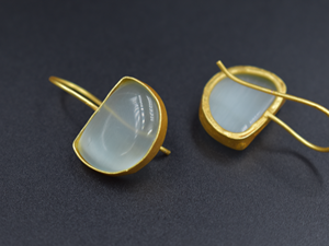 Joyería de latón chapado en oro de 18K para mujer al por mayor, Pendientes colgantes de piedra con base de latón - Product Image 5