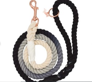 Laisse de corde en coton Ombre ~ Noir 100% laisse de marche pour chien en coton personnalisé Durable et solide - Product Image 1