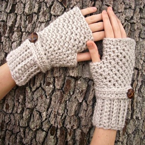 Guantes de Invierno _ Guantes sin Dedos con Patrón de Crochet Acanalado - Product Image 5