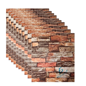 Lot de 10 panneaux muraux autocollants en mousse XPE 3538,5 cm avec motifs texturés rustiques pour usage domestique - Product Image 3