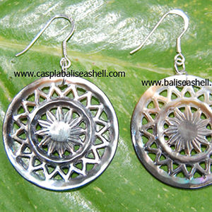 ไม้ถูพื้นเงิน925สำหรับเป็นของขวัญต่างหูทรงกลมแบบห้อยเครื่องประดับเปลือกหอย - Product Image 2
