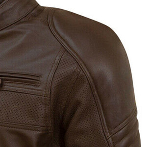 Chaqueta de cuero para motocicleta para hombre con forro interior extraíble, chaqueta de cuero resistente para motocicleta para hombre - Product Image 3