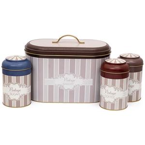 Juego de cocina de caja de lata redonda de 4 piezas, tapa de cúpula, diseño elegante - Product Image 1