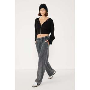 Pantalons de jogging en coton taille haute, respirants, en tricot haute technologie, avec broderie, coupe ample et devant plat, imprimé - Product Image 2