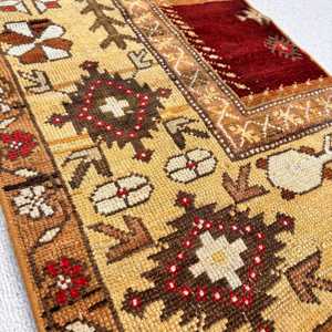 Tapis turc vintage 1,5x2,7 pi (47x83 cm), tapis oriental en laine marron - Product Image 3