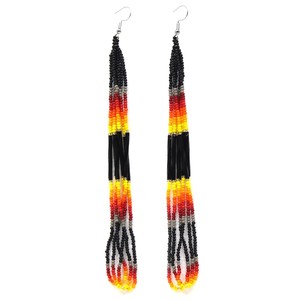 Pendientes largos de flecos hechos a mano con cuentas de semillas coloridas para mujer, pendientes con cuentas en forma de vestido, accesorio de moda personalizable - Product Image 1