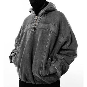 Sudadera con Capucha Completa Personalizada, Estilo Techwear, Gris Lavado, Sudadera Holgada, Chaqueta con Capucha y Bolsillos, 100% Antiarrugas - Product Image 6