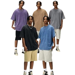 Camiseta Casual Oversize para Hombre, de Alta Calidad, 380 Gramos, Diseño Sólido, Estilo Urbano, Ligera, Corta, Personalizable en la Parte Delantera - Product Image 6