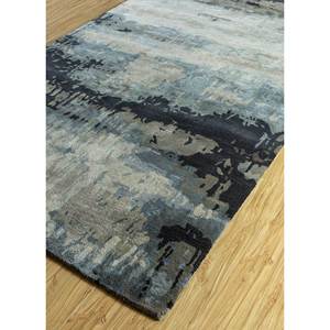 Tapis Genesis gris et noir en laine et viscose tufté à la main, motif abstrait pour usage domestique - Taq-4304 - Product Image 2