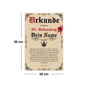 Certificado de Cumpleaños Personalizado Estilo Pergamino Antiguo Vintage 20x30 cm, Regalo Perfecto con Edad y Nombre Deseado - Product Image 1