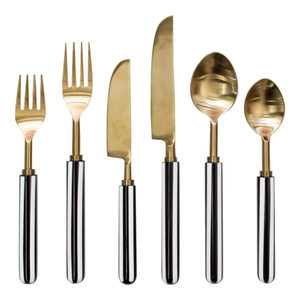 Customizable Luxury Eco-Friendly Stainless Steel Gold Plated Cutlery Set <b>Flatware</b> for Royal Weddings and Dinners - Product Image 6