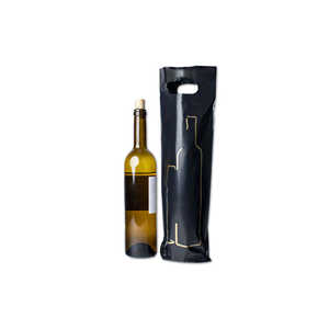 Bolsa para botella de vino troquelada negra de 15x41+3.5cm, 25 unidades, B2B - Product Image 1
