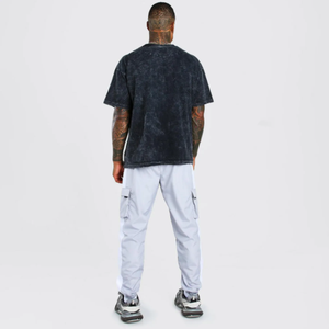 Venta al por mayor 100% algodón lavado ácido camiseta para hombres logotipo personalizado impresión hombro caído de gran tamaño manga corta ropa de calle para Fitness - Product Image 6