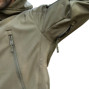 Transpirable cálido en invierno al aire libre de los hombres de lona de cuello alto chaqueta Softshell con bolsillos delanteros - Product Image 3