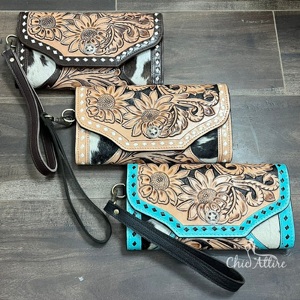 Bolsos de Noche para Fiestas de Chicas, Cartera de Cuero Vacuno Hecha a Mano, Tarjetero, Cartera Larga con Correa para la Muñeca, Bolso de Mano para Mujer, para Dinero y Teléfono - Product Image 1