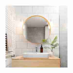 Espejo de pared de diseño moderno hecho a mano con marco redondo de madera nueva decoración del hogar de calidad de exportación de la India - Product Image 4