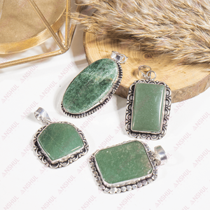 Pendentif ovale en aventurine verte naturelle, cabochon, cristaux de guérison de qualité supérieure pour la méditation, bijoux pour occasions spéciales, prix de gros. - Product Image 2