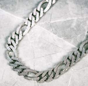 Cadena Cubana Hip Hop para Hombre de Oro Blanco de 14K y Plata de Ley 925, 16mm 22 pulgadas, con Colgante de Moissanita VVS1, para Fiesta - Product Image 2