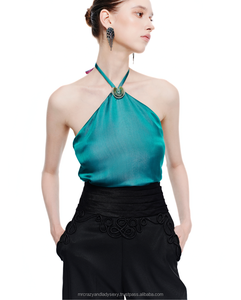 Top TEAL HALTER: Blusa de lujo de alta costura de la marca local vietnamita - Product Image 1