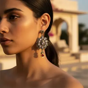 Pendentif en forme de cœur en platine avec rubis et diamant pour cadeau femme ou occasion de fête - Product Image 1