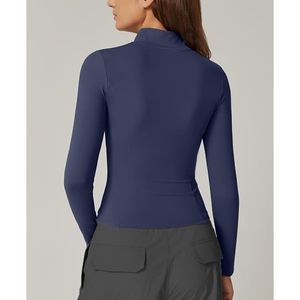 Femmes léger ajusté 2024 athlétique entraînement fermeture éclair vestes faux col roulé automne sweats à capuche vêtements avec poches - Product Image 2