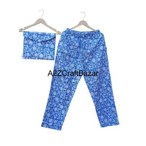 Conjunto de Pijama para Mujer, 100% Algodón, Estampado Floral Digital, Cuello con Cordón, Mangas Cortas, Largo Completo, a la Moda - Product Image 3