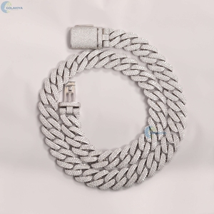 Collier pour hommes en argent sterling 925 18MM chaîne à maillons cubains glacés chaîne de style Hip Hop Moissanite incolore - Product Image 6