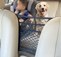 Filet de rangement double couche noir personnalisé OEM/ODM pour voiture, barrière de sécurité pour chien et enfant, organisateur en maille, pochette de rangement