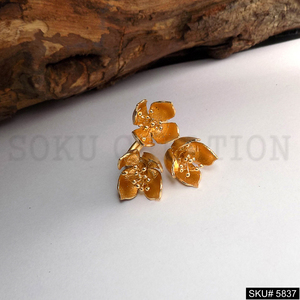 Handmade Unique Trendy Design Gold Plated Adjustable Flower <b>Lotus</b> Designer Handmade Cocktail Ring SKU5837 - Product Image 5