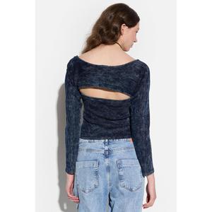 Top Corto de Terciopelo con Cuello Cuadrado y Manga Larga - Product Image 3