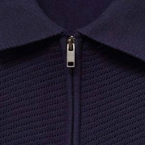 Polo d'été à demi-fermeture à glissière en coton grande taille pour hommes T-shirt en jersey respirant à manches courtes de couleur unie - Product Image 5