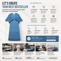 Robe plissée sur mesure, mode féminine, fabricant OEM, fournisseur de vêtements à marque privée pour les marques de boutiques, production en petites séries