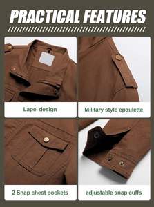 เสื้อแจ็คเก็ตผ้าแคนวาสผู้ชาย ทนทาน ปรับแต่งได้ ดีไซน์ทันสมัย เหมาะสำหรับงานกลางแจ้งและสวมใส่ลำลอง - Product Image 4