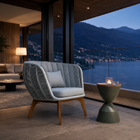 Ensemble de chaises de balcon d'hôtel en aluminium tressé avec cordes, idéal pour les projets de terrasses et de balcons d'hôtels et de complexes hôteliers