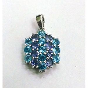 Shah Gems - Colgante de Plata de Ley 925 para Mujer con Tanzanita Natural y Topacio Azul Suizo con Patrón de Números en Oro Rosa y Circonitas Cúbicas - Product Image 1
