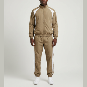 Ensemble de survêtements d'hiver en coton tissé 100 % imperméable de haute qualité avec logo personnalisé, coupe-vent color block pour l'entraînement - Product Image 4