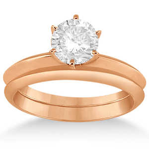 14K Rose Gold <b>Fine</b> <b>Jewelry</b> <b>Set</b> Six-Prong Knife Edge Solitaire Engagement Ring - Product Image 6