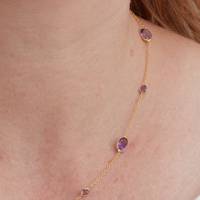 Collier pendentif fait main pour femme, plaqué or, en argent sterling 925 massif, bijoux de mode pour mariages et fêtes, avec améthyste naturelle en forme de galet