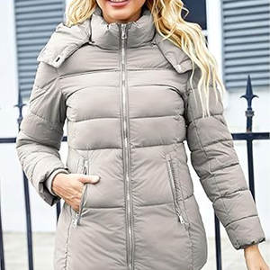 <b>Womens</b> Packable Puffer Jacket Winter <b>Coat</b> with Hood Warm <b>Lightweight</b> Thickened Down Jacket Cold Weather Windproof - Product Image 2