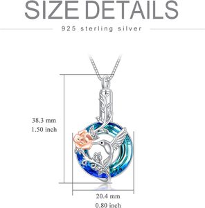 Collar de círculo azul, urna para cenizas, Plata de ley con cristal, joyería de cremación, recuerdo de recuerdo para mujeres y niñas, tamaño personalizado - Product Image 5